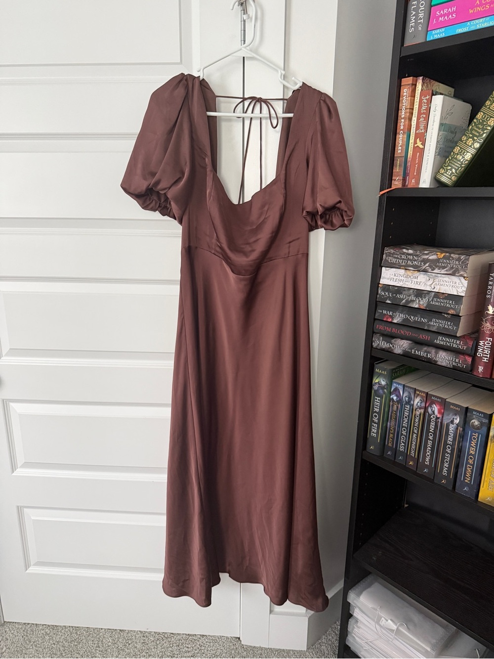 Birdy Grey Juliette Matte Satin Chocolate Brown Dress